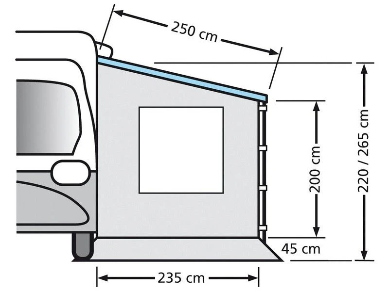 Eurotrail Zijwand Cassetteluifel Zonder Raam 220 - Afbeelding 2